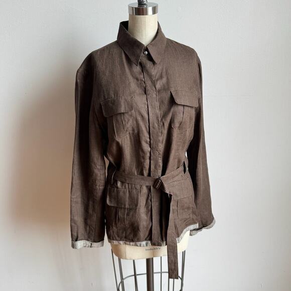 MAXMARA 100% Linen Belted Utility Jacket - Picture 2 of 12